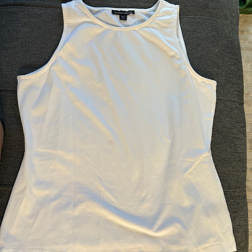 Boston Proper White Sleeveless Tank Top